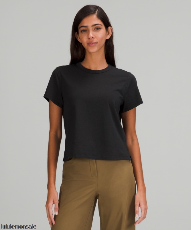 Lululemon Damen DELULU330 | Klassisches T-shirt Aus Baumwollmischung Schwarz